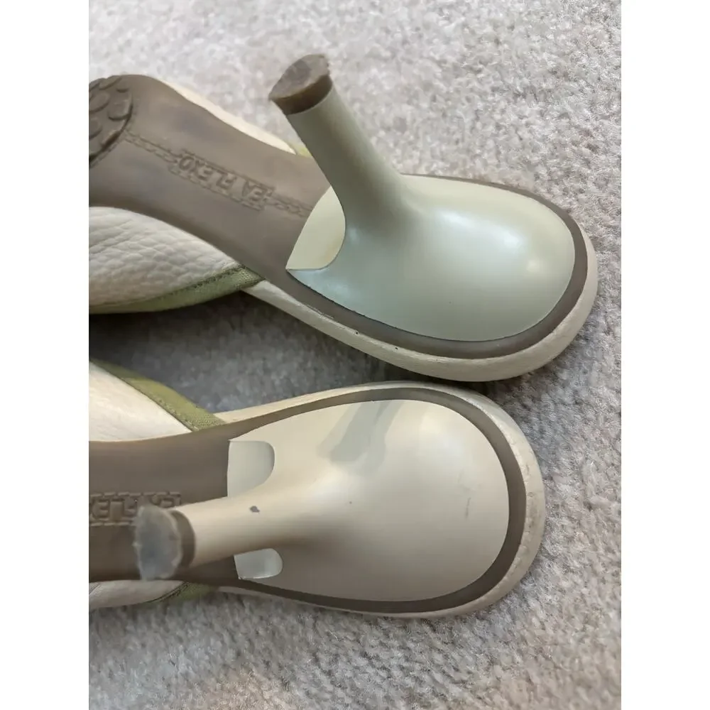 Enzo Angelina Green And Cream Slip On Kitten Heel Size 8 - Picture 6 of 6